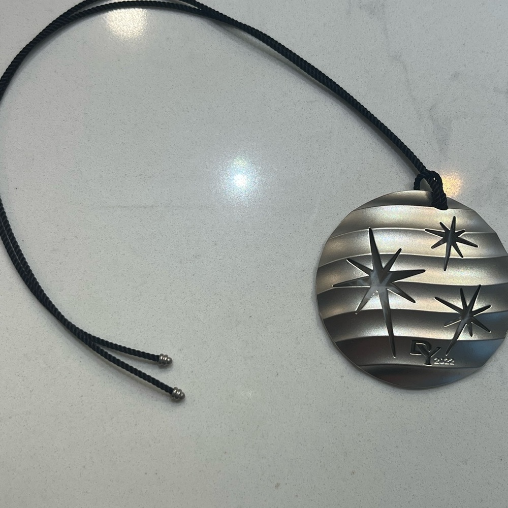 David Yurman Silver Star Ornament with Black Cord